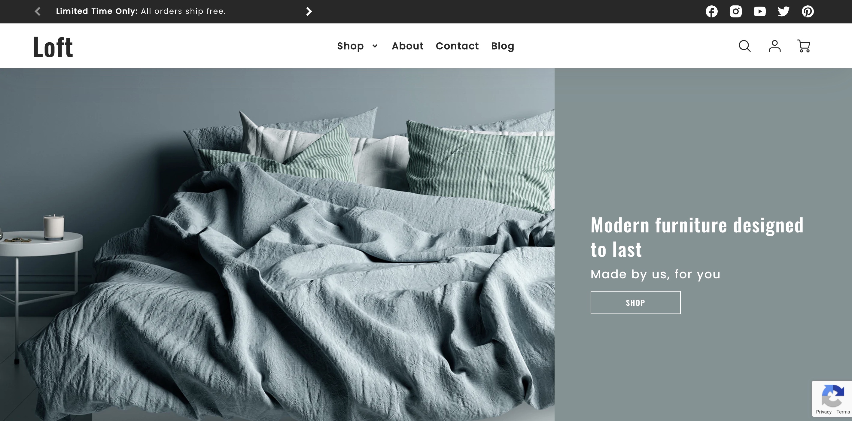 Loft Shopify paid furniture theme
