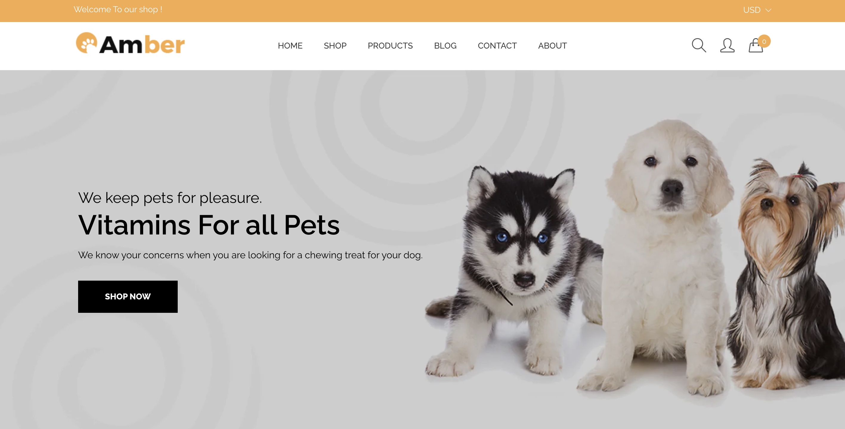 Shopify pet food theme Amber 