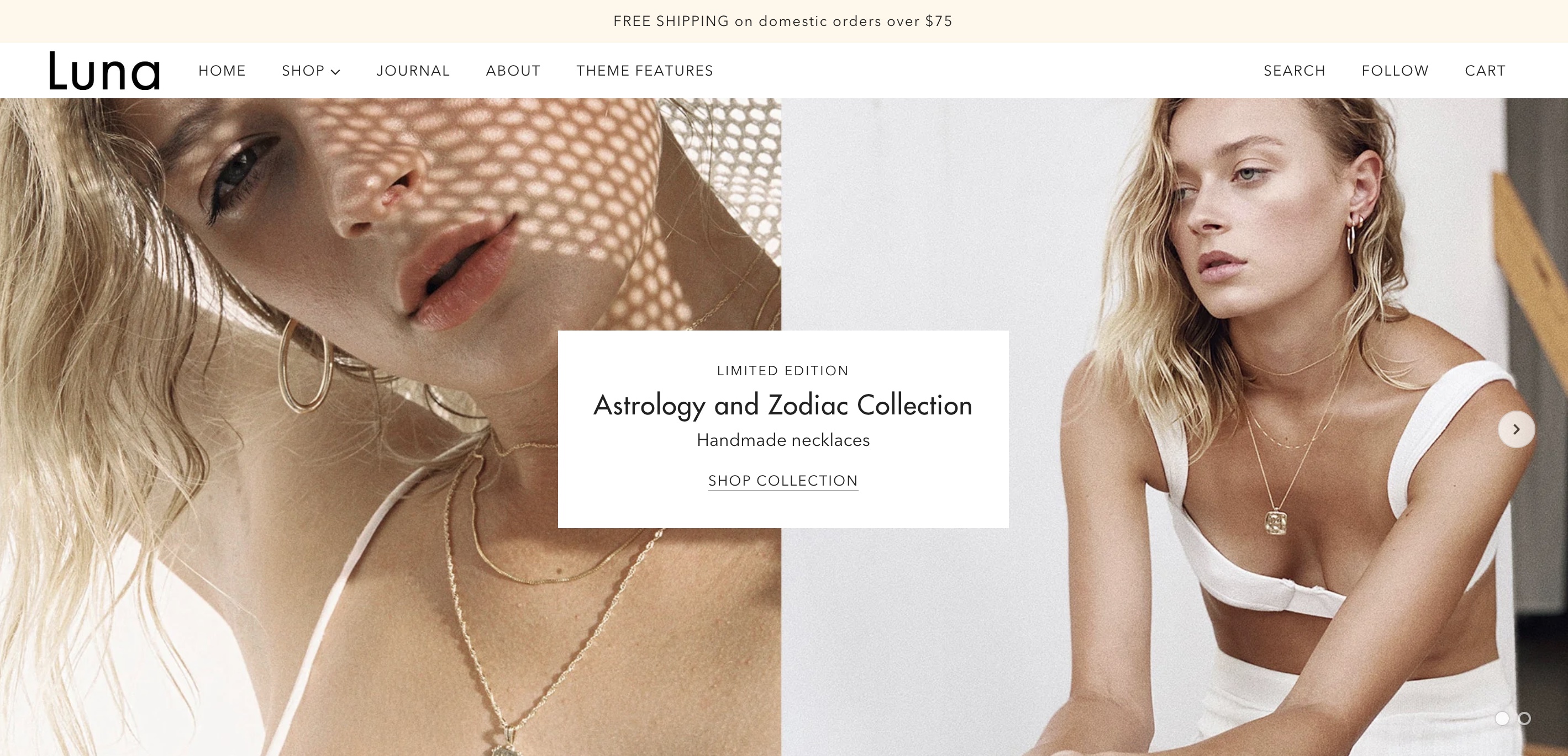 luna paid shopify jewelry theme